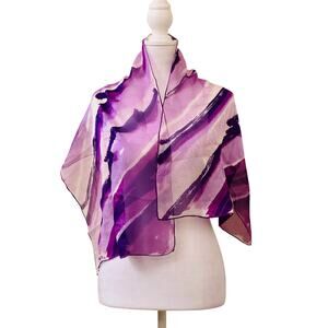Vintage Vana Purple Rectangular Scarf Abstract Striped Watercolor Style Pattern
